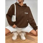 Kozia Outdoors Kapşonlu Baskılı Oversize Unisex Sweatshirt Kapşon-swet190 Kahve