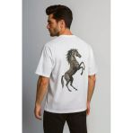 Kozia Outdoors Kozia Baskılı Beyaz Oversize Unisex Basic Tişört
