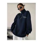 KOZİA OUTDOORS malkoçbey nebraska baskılı dik yakalı fermuarlı oversize unisex sweatshirt