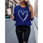 Kozia Outdoors Malkoçbey Oyaka Baskılı Kalp Baskılı Sweatşhirt Mavi Mavi