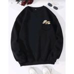 Kozia Outdoors O Yaka Baskılı Oversize Unisex Sweatşhirt Siyah Siyah