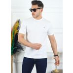 Kozik Erkek Beyaz T-Shirt Standart Basic Bisiklet Yaka Düz %100 Pamuk Erkek Spor Tişört