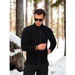 Kozik Siyah Softshell Polar Standart Tam Fermuarlı 3 Cepli Erkek Polar Hırka PLR2000 Siyah L