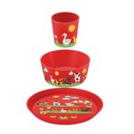 Koziol Kırmızı Çiftlik Desenli 3'lü Mama Seti