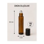 Kozpak 1 Adet 10 ml Amber Cam Roll-On Şişe Çelik Bilyeli Siyah Kapaklı Parfüm Esans Yağ Şişesi