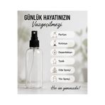 Kozpak Tekli 30 ml Şeffaf Plastik Sprey Şişe Siyah Parmak Spreyli Kolonya Dezenfektan Tonik İçin