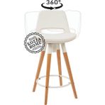 KOZZA HOME Retro 360 Döner Oturum Bar Sandalye Naturel - Beyaz - 75 cm