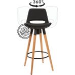 Kozza Home Retro 360 Döner Oturum Bar Sandalye Naturel - Siyah - 75 cm