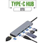 Kpon Type-C Hub Çoklu Dönüştürücü Otg 7’si 1 Arada HDMI USB 3.0 Sd Kart Okuyucu Adaptör - Siyah