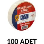 Kraf 100 Adet Maskeleme Bandı 25 mm x 40 Metre Kağıt Bant