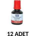 Kraf 12 Adet 30ML Kırmızı Tahta Kalemi Mürekkebi