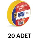 Kraf 20 Adet 25 mm x 25 Metre Çift Taraflı Bant