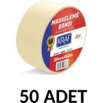 Kraf 50 Adet Maskeleme Bandı 38 mm x 40 Metre Kağıt Bant