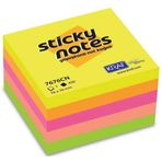 Kraf 7676CN 76x76mm 5 Neon 400 Yaprak Yapışkanlı Küp Not Kağıdı