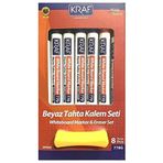 Kraf 778G 8'li Beyaz Tahta Kalemi & Silgi Set