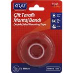 Kraf Çift Taraflı Extra Güçlü İç Mekan 19mmx1,5m Montaj Bandı