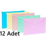 Kraf Çıtçıtlı Dosya A4 Pastel Asorti 1279 (12 Adet 5 Renk)