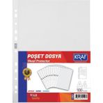 KRAF Poşet Dosya XL 100 Adet Şeffaf Buzlu A4 Ölçülerinde Yüksek Kalite Koruma