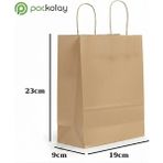 Kraft Çanta Küçük Boy Hediyelik Kağıt Çanta 19x9x23 cm Doğal Kahverengi 50'li - 50 Adet - Beyaz