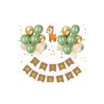 Kraft Iyi Ki Doğdun Banner Krom Gold Küf Yeşili Deniz Kumu Balon Set