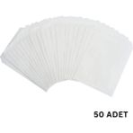 Kraft Körüklü Beyaz Yağlı Kese, V Taban Butik Hediye Paketi, Ambalaj Kağıt Poşeti, 50 Adet, 15X33 cm