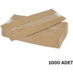 Kraft Şamua Pencereli Kese Kağıdı, Körüklü Ambalaj Poşeti, Butik Hediye Paketi, 1000 Adet, 25X40 cm
