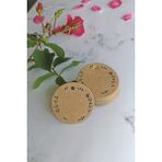 Kraft Yaprak Baskılı Etiket / Düğün-Nişan-Nikah Hediye Etiketi / Yuvarlak 40 Adet (5 Cm) - Kahve