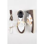 Krahe Artemis Erkek Hakiki Deri Eskitme El Boyamalı Bağcık Ve İki Yedek Bağcıklı Beyaz-Vizon Sneakers