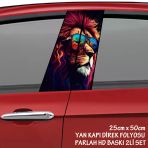 Kral Aslan Renkli Oto Sticker - Yeni Nesil Hd Baskı Kalitesi Araba Kapı Direkleri Kaplama Folyosu - Tuning Modifiye Aksesuar