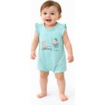 Kral Bebe Kız Bebek Mint Yeşili Tulum – Fırfır Kollu Ayıcıklı Yazlık Tulum - 6 Ay
