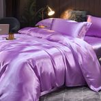 kral nevresim takımları Yaz İpek Dört parçalı Set Dut İpek Nevresim Levha Buz İpek Saten Cilt dostu Yatak E 220x240 cm (4 adet