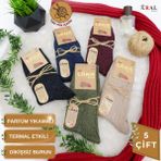 Kral Socks Çorap (5 Çift) Kışlık Yün Çorap Lambswool (Özel Kuzu Yünlü) Kadınlar Için Termal Özellikli - Çok Renkli - 36 - 40