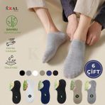 Kral Socks Erkek Bambu Sneaker Çorap 6 Çift - Dikişsiz, Terletmez, Hassas Dokuma - 40 - 44 - Asorti
