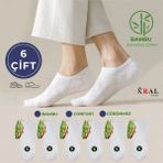 Kral Socks Erkek Bambu Sneaker Çorap 6 Çift - Dikişsiz, Terletmez, Hassas Dokuma - 40 - 44 - Beyaz