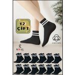 KRAL SOCKS Erkek Kadın (12 ÇİFT) Çizgili Kolej Tenis Çorabı Pamuklu Terletmez Çorap