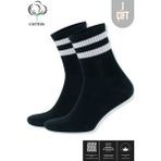 Kral Socks Erkek - Kadın Çizgili Kolej Tenis Çorabı Pamuklu Terletmez Çorap - 01-Siyah - 40 - 44