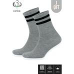 Kral Socks Erkek - Kadın Çizgili Kolej Tenis Çorabı Pamuklu Terletmez Çorap - 0GH-Gri - 36 - 40