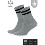 Kral Socks Erkek - Kadın Çizgili Kolej Tenis Çorabı Pamuklu Terletmez Çorap - 40 - 44 - 0GH-Gri