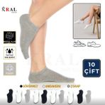 Kral Socks Erkek - Kadın Düz Desen (10 Çift) Snikers Pamuklu Terletmez Çorap - 36 - 40 - Asorti