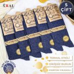 Kral Socks Erkek Kışlık Termal Etkili (5'li Paket) Lambswool Kuzu Yün Çorap - 40 - 44 - 166-Lacivert