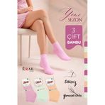 Kral Socks Kadın Bambu Patik 3 Adet Görünmez Dikişsiz Kısa Yazlık Çorap Asorti