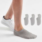 Kral Socks Kadın - Erkek - Unisex Düz Desen (3 Çift) Pamuklu 40-44 Beden Terletmez Görünmez Çorap - 36 - 40 - Gri