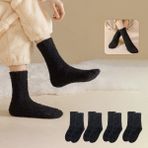 Kral Socks Kadın Peluş Uyku (4 Çift) Soft Doku Isı Emici Kışlık Soket Havlu Çorap - 36 - 40 - Siyah
