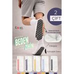 Kral Socks Silikon Tabanlı Kaydırmaz Taban Altı Havlu Terletmez 2 Çift Pamuklu Dikişsiz Soket Spor Çorabı Asorti