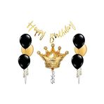 Kral Tacı Folyo Balon Gold Happy Bırthday Kaligrafi Banner Yazı