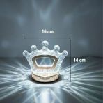Kral Tacı Model Kristal Led Masa Lambası – Dokunmatik, 3 Renk Işık Modlu, Şarjlı Mini Dekoratif Gece Lambası (5224)