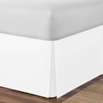Kraliçe/Tek Kişilik Yatak için Zarif Beyaz Yatak Eteği Elastik Fit 150x190+35cm Şık Yatak Örtüsü Yatak Odası Dekoru için Mükemmel Kurulumu Kolay Dayanıklı Kumaş.