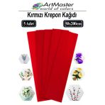 Krapon Kağıdı Kırmızı Renk 5 Adet 50X200 Cm Grapon Kağıdı 5'Li Okul Proje Sınıf Anaokulu Kreş Süsleme