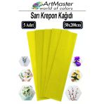 Krapon Kağıdı Sarı Renk 5 Adet 50X200 Cm Grapon Kağıdı 5'Li Okul Proje Sınıf Anaokulu Kreş Süsleme