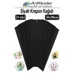 Krapon Kağıdı Siyah Renk 10 Adet 50X200 Cm Grapon Kağıdı 10'Lu Okul Proje Sınıf Anaokulu Kreş Süsleme